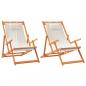 Preview: Klappbare Strandstühle 2 Stk. Creme Stoff