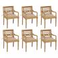 Preview: ARDEBO.de - Batavia-Stühle mit Kissen 6 Stk. Massivholz Teak