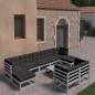 Preview: ARDEBO.de - 10-tlg. Garten-Lounge-Set mit Kissen Grau Massivholz Kiefer