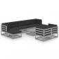 Preview: 10-tlg. Garten-Lounge-Set mit Kissen Grau Massivholz Kiefer
