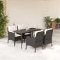 Preview: ARDEBO.de - 5-tlg. Garten-Essgruppe mit Kissen Schwarz Poly Rattan