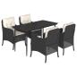 Preview: 5-tlg. Garten-Essgruppe mit Kissen Schwarz Poly Rattan
