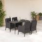 Preview: ARDEBO.de - 5-tlg. Garten-Essgruppe mit Kissen Schwarz Poly Rattan