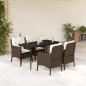 Preview: ARDEBO.de - 5-tlg. Garten-Essgruppe mit Kissen Braun Poly Rattan