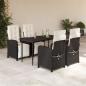 Preview: ARDEBO.de - 5-tlg. Garten-Essgruppe mit Kissen Schwarz Poly Rattan