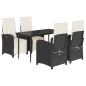 Preview: 5-tlg. Garten-Essgruppe mit Kissen Schwarz Poly Rattan