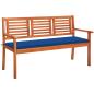 Preview: 3-Sitzer-Gartenbank mit Auflage 150 cm Massivholz Eukalyptus