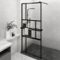 Preview: ARDEBO.de - Duschwand mit Ablage für Walk-In-Dusche Schwarz 90x195 cm ESG