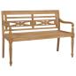 Preview: Batavia-Gartenbank Graues Karomuster-Kissen 120 cm Teak Massiv