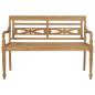Preview: Batavia-Gartenbank Graues Karomuster-Kissen 120 cm Teak Massiv