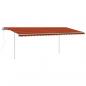 Preview: Automatische Markise mit LED & Windsensor 6x3,5 m Orange Braun