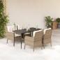 Preview: ARDEBO.de - 5-tlg. Garten-Essgruppe mit Kissen Beige Poly Rattan