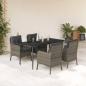 Preview: ARDEBO.de - 5-tlg. Garten-Essgruppe mit Kissen Grau Poly Rattan