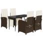 Preview: 5-tlg. Garten-Essgruppe mit Kissen Braun Poly Rattan