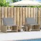 Preview: ARDEBO.de - Sonnenliegen 2 Stk. mit Tisch Beige Poly Rattan