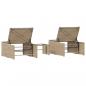 Preview: Sonnenliegen 2 Stk. mit Tisch Beige Poly Rattan