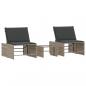 Preview: Sonnenliegen 2 Stk. mit Tisch Hellgrau Poly Rattan