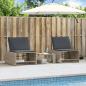 Preview: Sonnenliegen 2 Stk. mit Tisch Hellgrau Poly Rattan