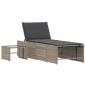 Preview: Sonnenliegen 2 Stk. mit Tisch Hellgrau Poly Rattan