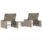 Preview: Sonnenliegen 2 Stk. mit Tisch Hellgrau Poly Rattan