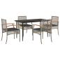 Preview: 5-tlg. Garten-Essgruppe mit Kissen Grau Poly Rattan