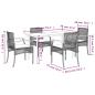 Preview: 5-tlg. Garten-Essgruppe mit Kissen Grau Poly Rattan