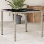Preview: ARDEBO.de - Gartentisch mit Glasplatte Hellgrau 90x90x75 cm Poly Rattan