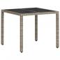 Preview: Gartentisch mit Glasplatte Hellgrau 90x90x75 cm Poly Rattan