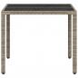 Preview: Gartentisch mit Glasplatte Hellgrau 90x90x75 cm Poly Rattan