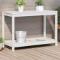 Preview: ARDEBO.de - Pflanztisch mit Ablage Weiß 108x50x75 cm Massivholz Kiefer