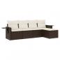 Preview: 5-tlg. Garten-Sofagarnitur mit Kissen Braun Poly Rattan
