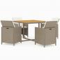 Preview: 5-tlg. Garten-Essgruppe mit Kissen Poly Rattan Beige