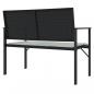 Preview: Gartenbank 2-Sitzer mit Kissen Schwarz Poly Rattan