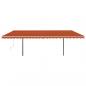 Preview: Markise Manuell Einziehbar mit LED 6x3,5 m Orange und Braun