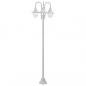 Preview: ARDEBO.de - Garten-Pollerleuchte E27 220 cm Aluminium 3-Laterne Weiß 