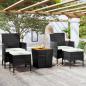 Preview: ARDEBO.de - 5-tlg. Garten-Bistro-Set Poly Rattan Massivholz Akazie Schwarz
