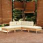 Preview: ARDEBO.de - 5-tlg. Garten-Lounge-Set mit Creme Kissen Kiefernholz