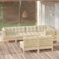 Preview: ARDEBO.de - 7-tlg. Garten-Lounge-Set mit Creme Kissen Massivholz Kiefer