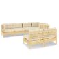 Preview: 7-tlg. Garten-Lounge-Set mit Creme Kissen Massivholz Kiefer