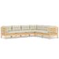 Preview: 6-tlg. Garten-Lounge-Set mit Creme Kissen Massivholz Kiefer