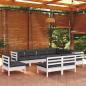 Preview: ARDEBO.de - 9-tlg. Garten-Lounge-Set mit Kissen Weiß Kiefer Massivholz