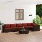 Preview: ARDEBO.de - 7-tlg. Garten-Lounge-Set mit Kissen Poly Rattan Braun