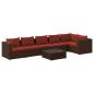 Preview: 7-tlg. Garten-Lounge-Set mit Kissen Poly Rattan Braun