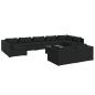 Preview: 10-tlg. Garten-Lounge-Set mit Kissen Schwarz Poly Rattan