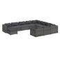 Preview: 11-tlg. Garten-Lounge-Set mit Kissen Poly Rattan Grau