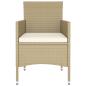 Preview: 5-tlg. Garten-Bistro-Set Poly Rattan und Hartglas Beige