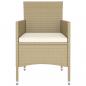 Preview: 5-tlg. Garten-Bistro-Set Poly Rattan und Hartglas Beige
