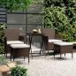 Preview: ARDEBO.de - 5-tlg. Bistro-Set Poly-Rattan und Hartglas Braun