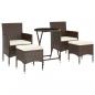 Preview: 5-tlg. Bistro-Set Poly-Rattan und Hartglas Braun