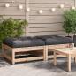 Preview: ARDEBO.de - Gartenhocker mit Kissen 2 Stk. Massivholz Kiefer